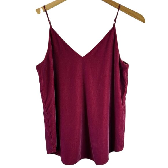 Y2K Express Deep Rose Velvet Cami Top Size XS Tank Camisole - Picture 2 of 5